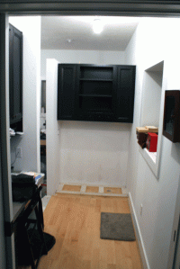 Wall cabinets installed.