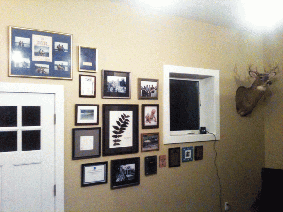 The studio wall in its current state with my memorabilia on the wall. There is still more to come or rather not all of it is on the wall.
