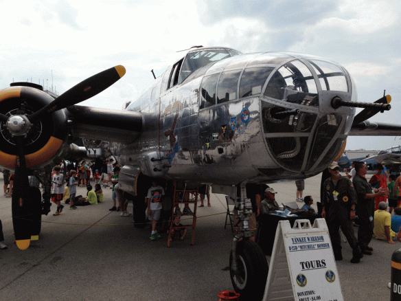 This B-25 is the last one that still flys and saw actual combat. It flew sorties into Italy during WW2. It's a beautiful machine. Hopefully it will be flying for generations to come.