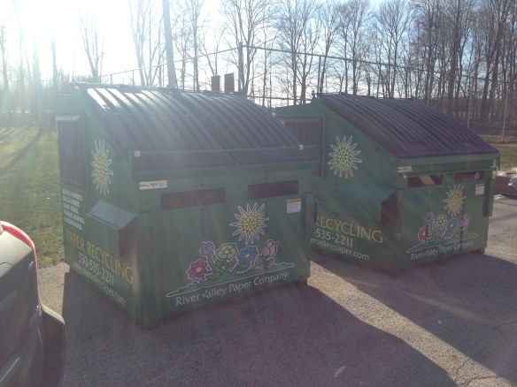 Green paper recycling containers