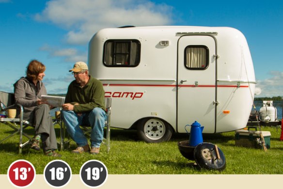You can buy a brand new Scamp trailer with the same body style they've been making for decades. The inside is up to date. Image from the Scamp website.